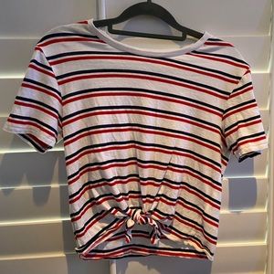 red and blue striped cropped tshirt